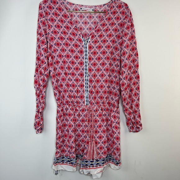 Chelsea & Violet Long Sleeve Red Print Romper, Small - Picture 2 of 7